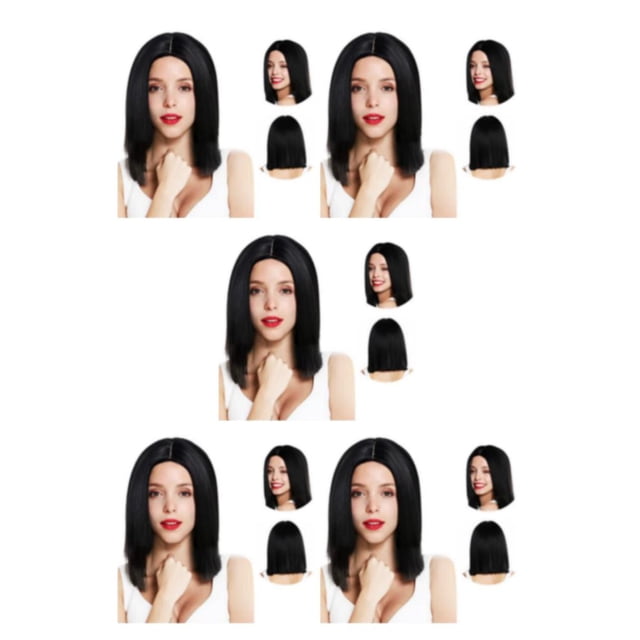 relayinert Black Authentic And Stylish Short Bob Wig For All Occasions Short Bob Wigs Hairnet And Wig Cap 5Set
