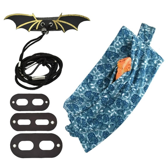 lanema for Carrier for Bearded Dragons Small Reptiles Harness Leash Set with Adjustable Carrying Travel Pouc