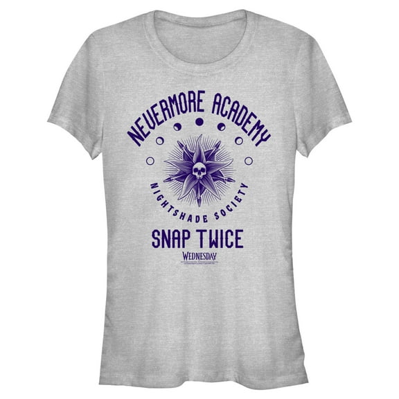 Junior's Wednesday Nevermore Academy Nightshade Society  Graphic Tee Athletic Heather X Large