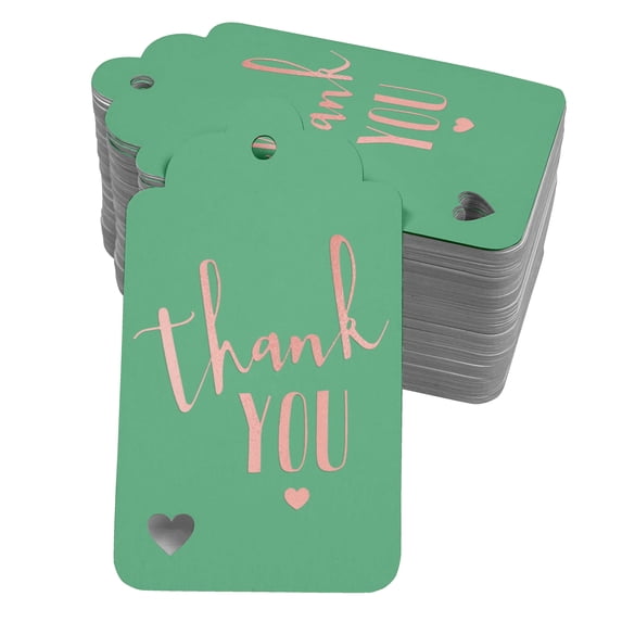 Inkdotpot ThankYou Bridal Shower-Baby Shower-Retirement-Wedding-Birthday Bottle Tag Real Rose Gold Foil Favor Hang Tags Pack Of 50