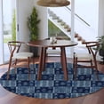 thumbnail image 3 of Round Rugs 5Ft, Vintage Floral Round Area Rug Washable Indoor Throw Carpet, Abstract Flowers Patchwork Country Navy Blue Soft Non Slip Circle Rug for Cabinet Bathroom Home Decor Aesthetic, 3 of 8