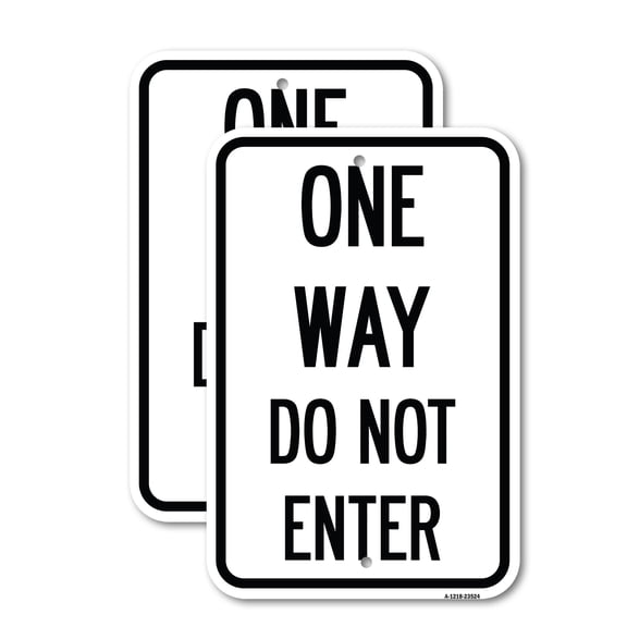 (2 Pack) One Way Do Not Enter | 18" X 24" Heavy-Gauge Aluminum Sign | Rust Free Aluminum, Weather Resistant, Waterproof, Fade Resistant, 2 Pre-drilled Holes