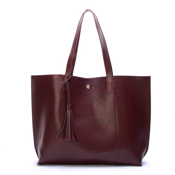 Nodykka Bolsos de mano para mujer con asa superior, bolsos de mano de piel sintética con borla, bolso de hombro