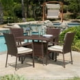 thumbnail image 2 of Noble House Campbell 5 Piece Wicker Patio Dining Set in Brown Dining Set, 2 of 9
