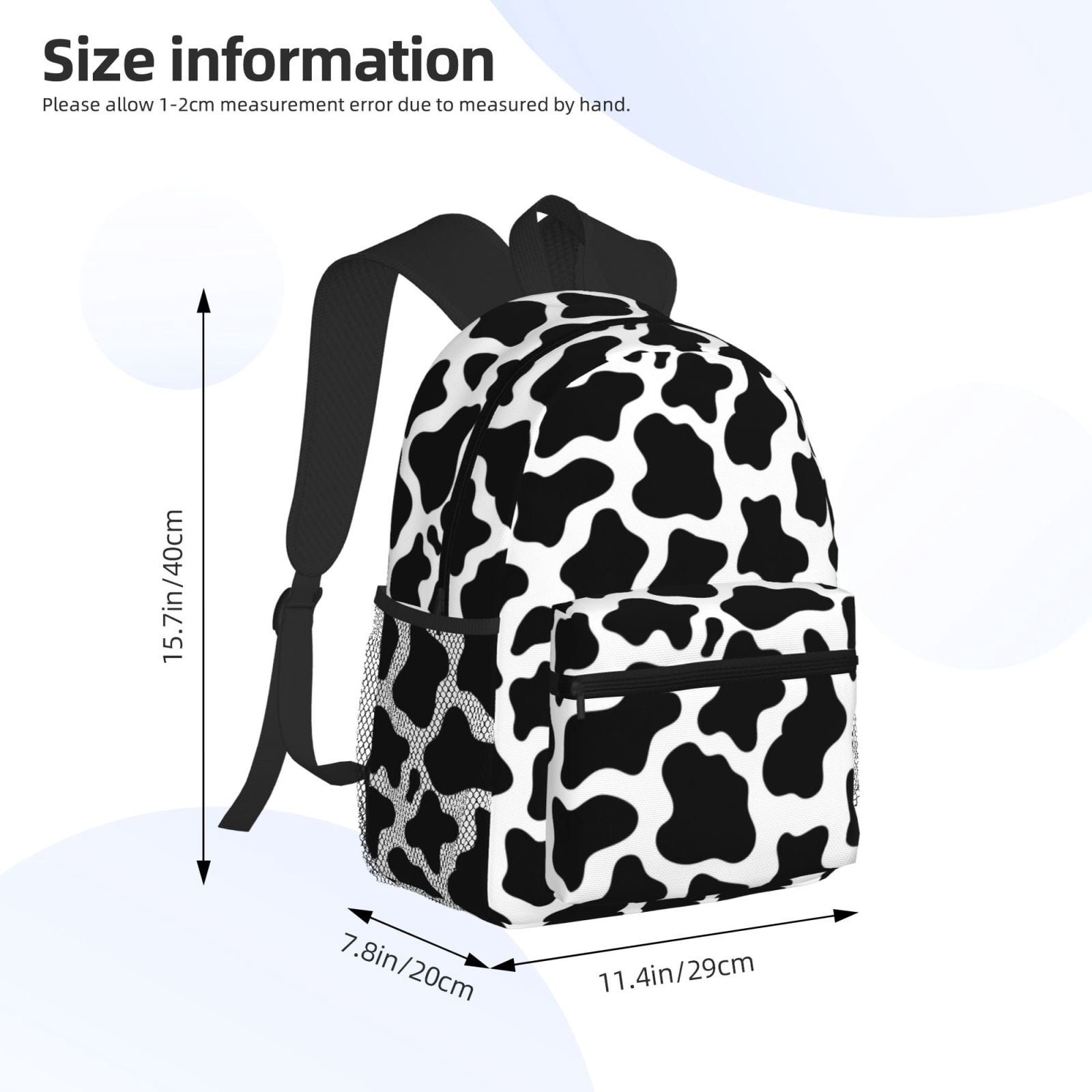 Kuqiui Backpack for Men and Women – Durable Lightweight Travel Backpack with Laptop Compartment, School & Work Daypack-Cow Print Black White
