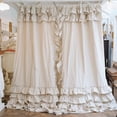 thumbnail image 2 of Brand New 2 Layers Rural Style Window Drape 100% Cotton Curtains Natural Hemp Curtain Rod Pocket Ruffles Cake Layer Lace Cortina, 2 of 5