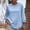 A06 Sky Blue, variant on Linen Basic Sweatshirt for Women Crewneck Three Quarter Lantern Sleeve Loose Fit Soft Comfy Daily Pullover