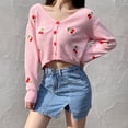 thumbnail image 4 of ZECATL Femmes Manches Longues Style Preppy 90 S Cerise Broderie Bouton de Récolte en Bas Tricot Cardigan Pull Pull Pull, 4 of 9