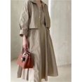 thumbnail image 5 of Traje de 2 piezas para mujer, Chaqueta corta con cuello vuelto, conjunto informal liso sin mangas, moda coreana, Primavera, 2024, 5 of 5