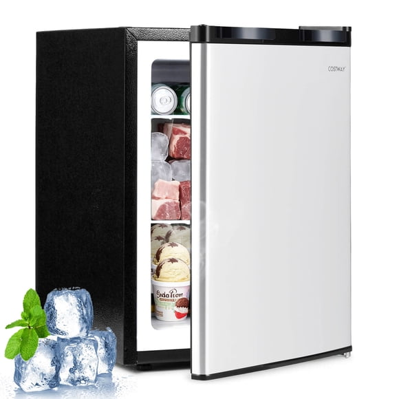 Costway 2.1 Cu.Ft Small Freezer Compact Freezer with Reversible Single Door Silver