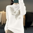 thumbnail image 4 of Women's Winter Warm Sweaters Solid Color Round Neck Rhinestone Half Knitted Base White Fall Clothing Turtleneck M-2XL, 4 of 4