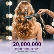 NEXPURE Airflow Styler Curling Iron, Flat Iron Hair Straightener and Curler 2 in 1, Ionic Curling Wand with 360°Cool Air Lock in Styling,5 Temps & Anti-Scald, Purple