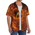 thumbnail image 2 of KLL Tennis Racket In Fire Print Men's Shirt Short Sleeve Button Down Summer Cuba Beach Shirts- Large, 2 of 5