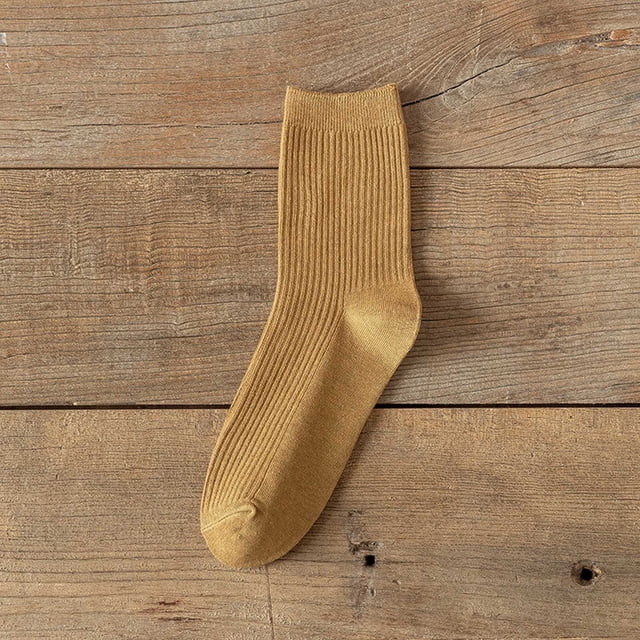 Women's Spring And Autumn All Cotton Solid Color Comfortable And Breathable Stacked Socks Autumn Socks
