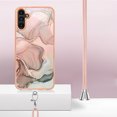thumbnail image 3 of Case for Samsung Galaxy A05s, Adjustable Detachable Crossbody Strap Neck Strap Silicone Bumper Marble Painted TPU Ultra Thin Shockproof Protective Phone Case Cover for Galaxy A05s, Rosegold, 3 of 7
