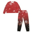 thumbnail image 4 of Yuyamidu Snowflake Long Sleeve Pajamas Set for Women Size L Piece Christmas Sleepwear Top and Pants with Pockets Soft Relaxed Loungewear Sports Outfits, Red, 4 of 7