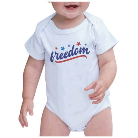 

7 ate 9 Apparel Kids Patriotic 4th of July Outfit - Freedom Stars White Onepiece 0-3 Months