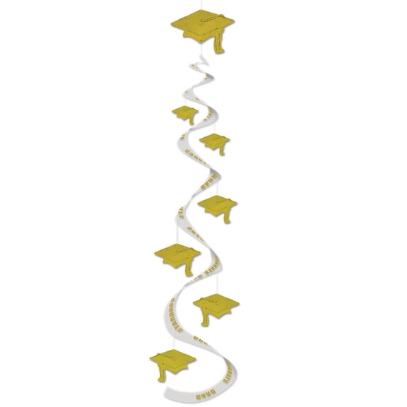 Beistle Graduation Party Printed Grad Cap Whirls gold (Case of 18)