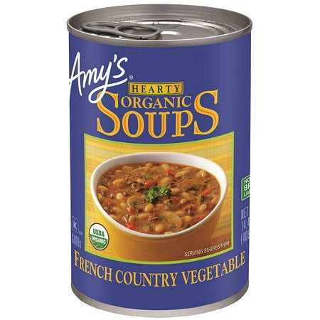 Amy’s Soup, Vegan Hearty French Country Vegetable Soup, Gluten Free, Made With Organic Rice, Vegetables and Herbs, Canned Soup, 14.4 Oz