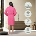 thumbnail image 3 of GOLD TEXTILES Premium Terry Cloth Robes for Women Lightweight Short Bathrobe, Adjustable Towel Robe Belt with Collar Large Shorts Rose Pack of 2, 3 of 6