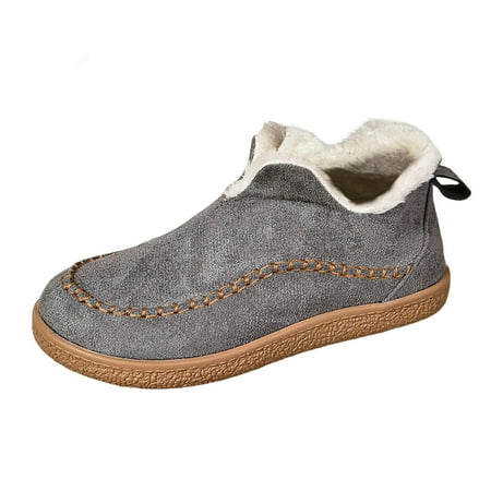 

Ediodpoh 2024 Winter New Foreign Trade Women s Warm Shoes Large Size Flat Bottom Solid Color With Thick Velvet for Warmth Women s Boots Grey 7