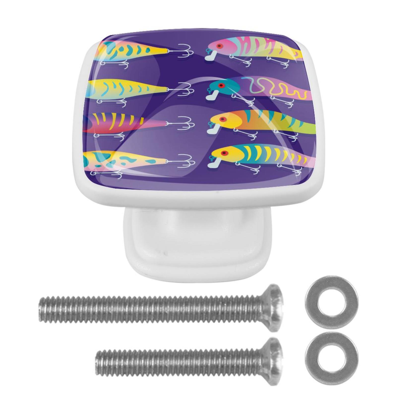 Ownta Fishing Lure with Dark Purple Background Square Glass Drawer