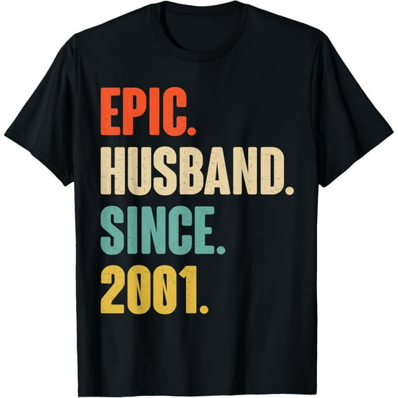 Playful Comfort Tee - 24th Wedding Anniversary For Him - Epic Husband Since 2001 T-Shirt