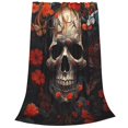 thumbnail image 2 of Balery Vintage Butterfly Flower Skull Manta de Felpa Suave y Acogedora – Cobija de Franela Aterciopelada para Cama, Lavable y Cálida para Sofá, Mascotas, Transpirable-60"x50", 2 of 7