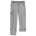 thumbnail image 4 of Qulqfy Gray Women's Pants 2025 Capri Casual Cotton High Waisted with Pockets Petite Cargo Pants Ladies Sweatpants S, 4 of 8