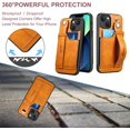thumbnail image 5 of for iPhone 13, PU Leather Wallet Case Back with Elastic Card Slot Magnetic Clasp Kickstand Hand Strap Protective Cover for iPhone 13 6.1 inch 2021 (Khaki), 5 of 11