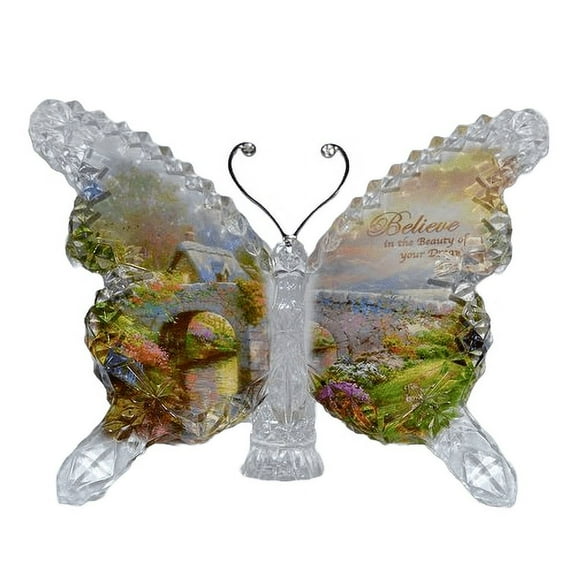 The Bradford Exchange Garden of Paradise Crystalline Butterfly Sculpture Collection BELIEVE by Thomas Kinkade 4.5-inches