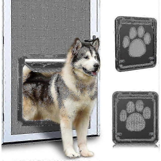 Screen Dog Door, Inside Door 12x14x0.4 Inch, Lockable Pet Screen Door