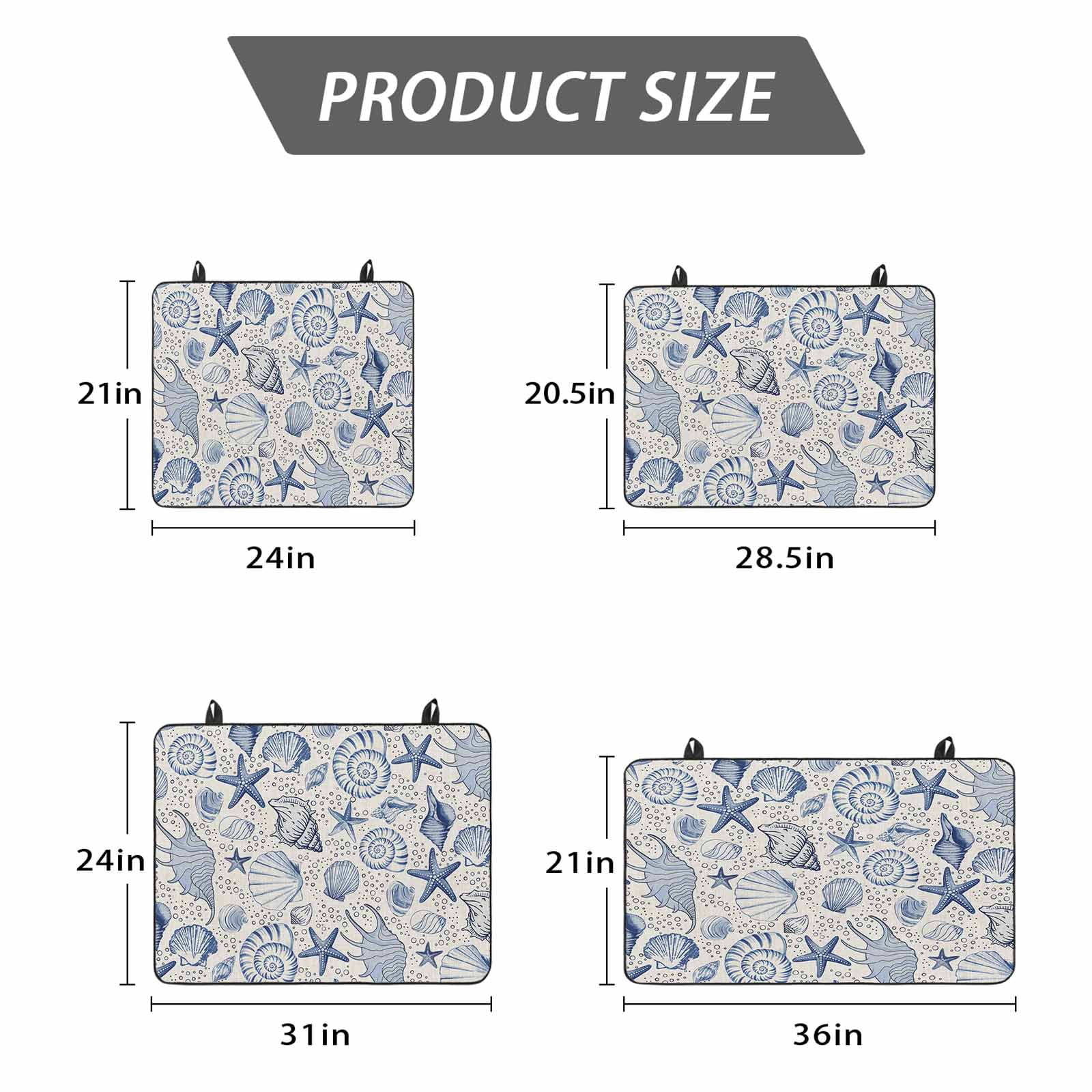 Navy Blue Coastal Stove Top Cover for Electric Stove, Heat-proof & Non Slip Glass Top Stove Cover Protector, Nautical Ocean Shell Starfish Sea Rustic Kitchen Flat Cooktop Rubber Mat 24x21 Inches