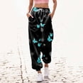 thumbnail image 4 of Wxolcjlv Ladies Pants Butterfly Printed High Waisted Jogger Bottom Sweat Pockets Sporty Gym Fit Slacks Office Workout Trousers For Woman, 4 of 4
