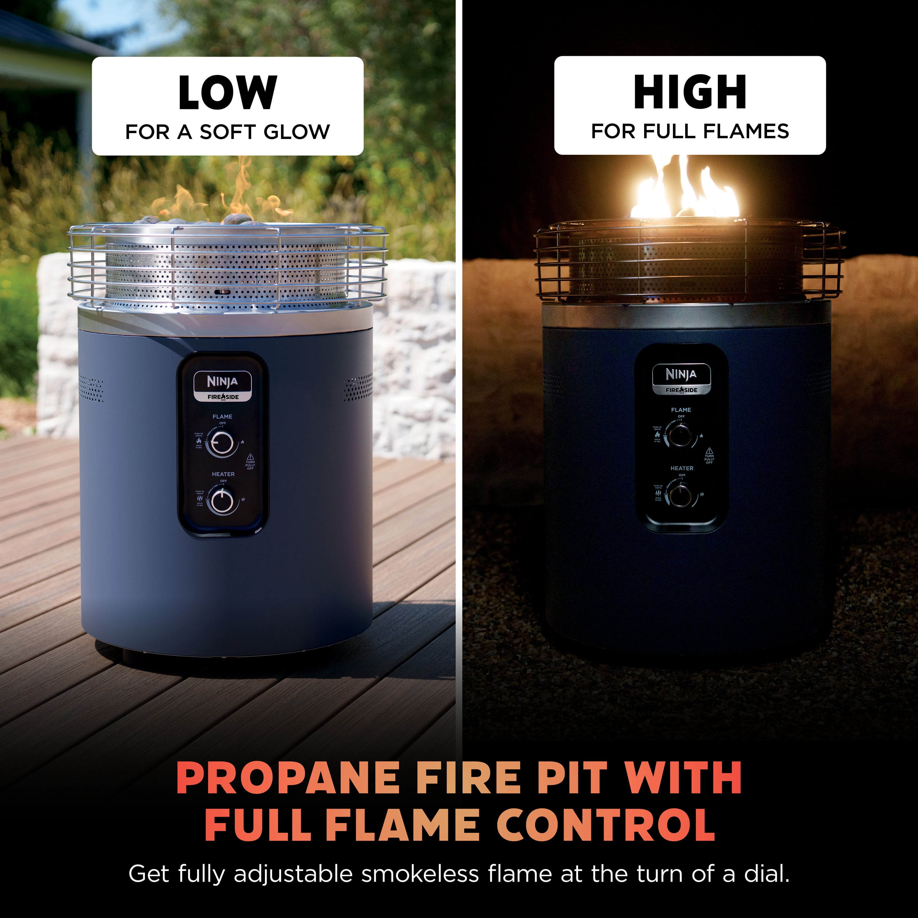 Ninja Fireside360 Outdoor Heater & Fire Pit, Cyberspace Gray