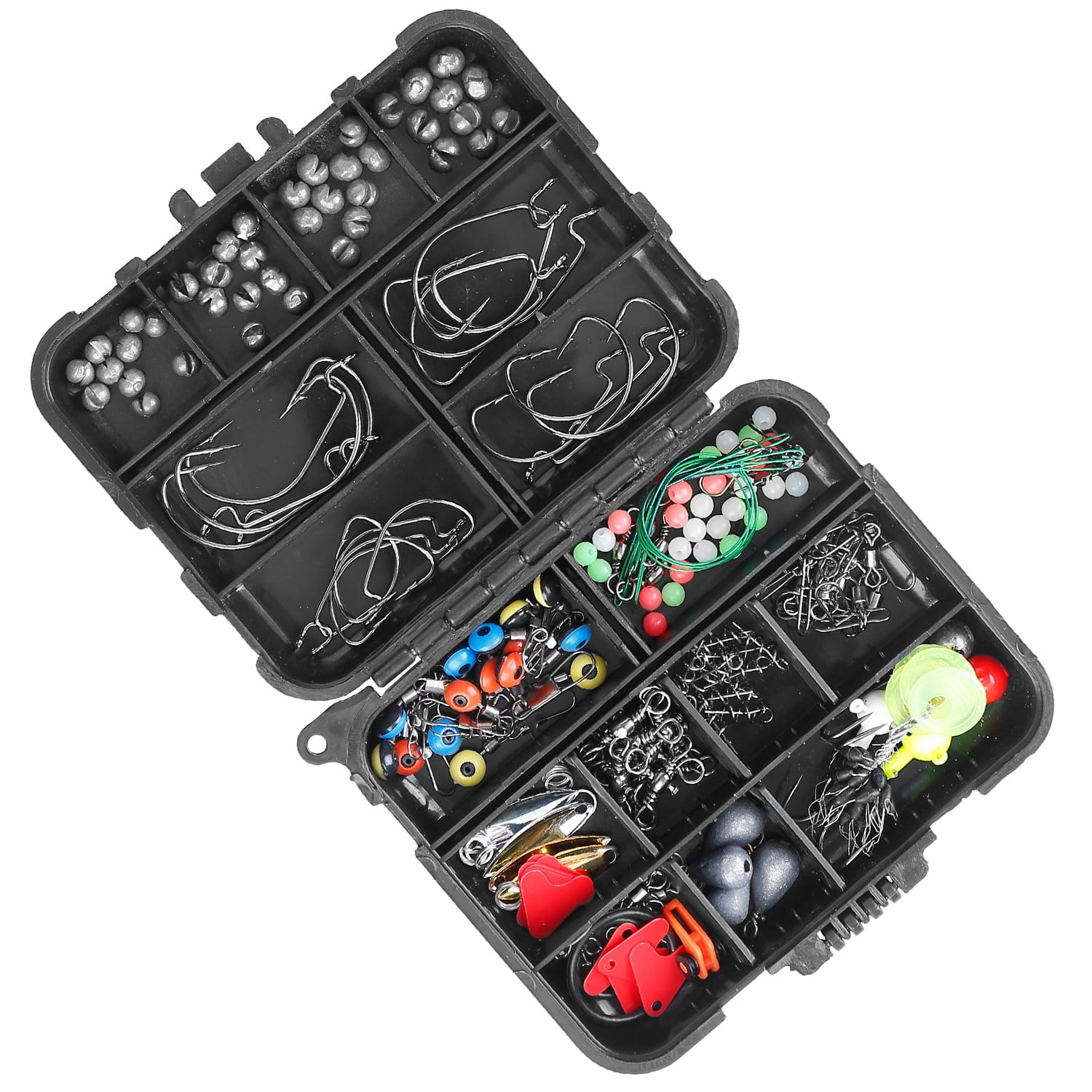 (Weiyi-EC)-- 188Pcs Fishing Accessory Kit Portable Fishing Set Including Jig Hooks Sinker Weights Spoon Lure Removable Split Shot With Tackle Box For Fathers Day Gift **--（ 6lop';k）