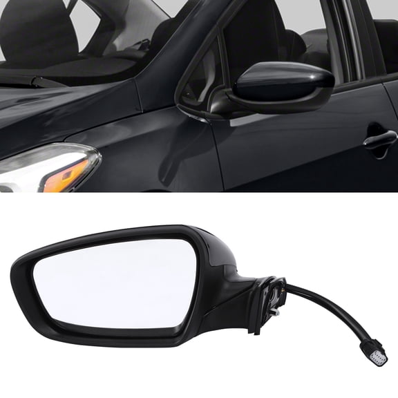 Driver Side Mirror Fit for 2017-2018 Kia Forte, Power Glass & Heated, Manual Folding, PP & Glass Construction, OEM# 87610A7200