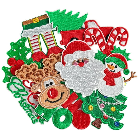 Parches navideños para planchar Harsgs, 10 unidades, bordados tú mismo