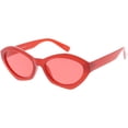 thumbnail image 2 of Modern Chunky Mono Colored Cat Eye Sunglasses Oval Flat Lens 56mm (Red), 2 of 4