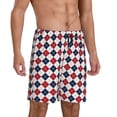 thumbnail image 2 of Haiem Blue And Red Diamond Pattern Men's Pajama Short with Soft Woven Cotton Elastic Waistband Sleep Short-4X-Large, 2 of 6
