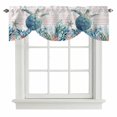thumbnail image 2 of Summer Marine Life Tie Up Valances Curtain, Adjustable Kitchen Ocean Sea Turtle Starfish Coral Wood Grain Valances for Windows Decor, Rod Pocket Short Curtains Set for Bedroom/Bathroom, 42"x12", 2 of 9
