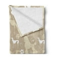 thumbnail image 2 of Dog Lover Soft Flannel Fleece Throw Blanket, Pet Animals Accessories Leash Paw Print Bone Ornamental Abstract Illustration, Cozy Plush for Indoor and Outdoor Use, 50" x 60", Tan White, by Ambesonne, 2 of 5