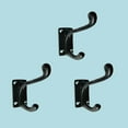 thumbnail image 2 of Renovator's Supply Black Wrought Iron Double Coat Robe Hooks 4 in. L Rustic Entry Way Hat or Jacket Hanger Wall Mount w/Screws Pack of 3, 2 of 7