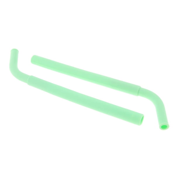 2 pajitas reutilizables flexibles de silicona con estuche protector - Verde Colcomx Pajitas que beben pajitas reutilizables
