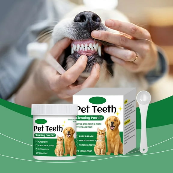 Pet Care Tooth Powder for Dogs and Cats Freshens Breath Plaque Promotes Oral Health Natural Teeth Cleaning Solution