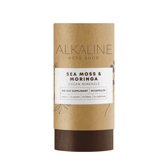 Alkaline Herb Shop: Sea Moss & Moringa Supplement made from Chondrus Crispus 90 Capsules