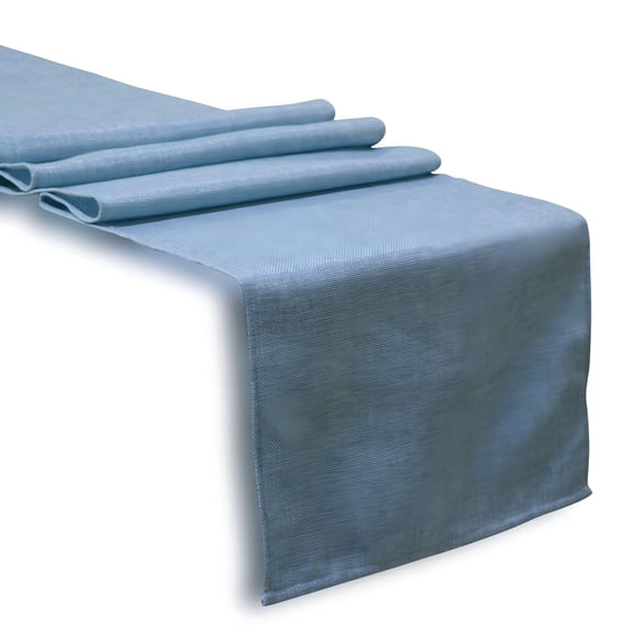 AUQ Solid Faux Linen Unlined Table Runner 13 By 72"es - Baby Blue