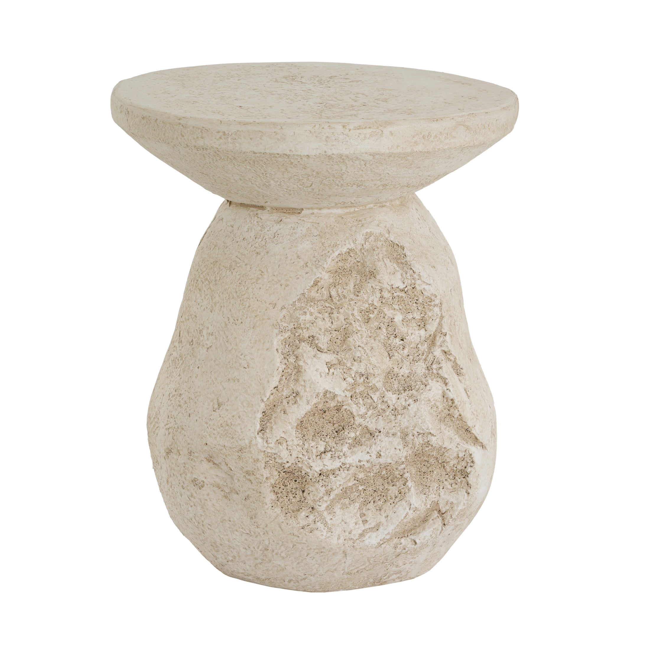 Christopher Knight Home Outdoor Indoor MGO Side Table, Sculptural Pear-Shaped, Beige Finish