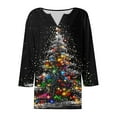 thumbnail image 5 of Dreluolixuan Pullover Sweater Cute Xmas 3/4 Sleeve Xmas Trees Print Basic Blouses V Neck Pullover Casual Family Tee Tops, 5 of 5