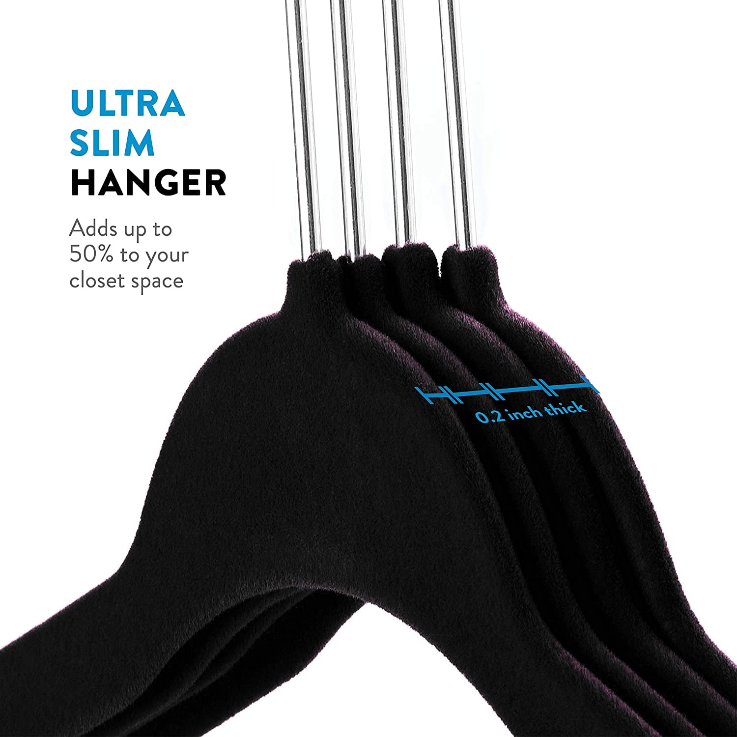 Luxury Velvet Felt Non-Slip Clothes Hangers 50 Pack Ultra Slim